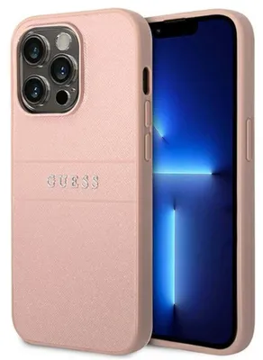 Produktbild von Guess Saffiano Strap Collection Apple iPhone 14 Pro Max Cover Schutzhülle Pink