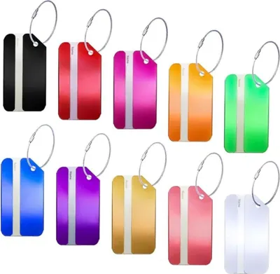 Produktbild von Kofferanhänger 10 Stück Aluminium Koffer Anhänger Reise Gepäckanhänger Metall Kofferschilder mit Adressschild Namenschild ID Etikett