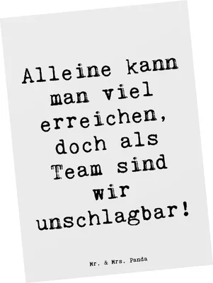 Produktbild von Mr. & Mrs. Panda Postkarte Spruch Im Team zusammenarbeiten - Weiß - Geschenk, Vertrauem, Stärke, Herausforderungen meistern, Postkarten, Trost, Grußkarte, Gemeinschaft