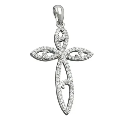Produktbild von Anhänger 33x22mm Kreuz mit Zirkonias rhodiniert Silber 925 silber 33x22mm