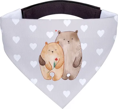 Produktbild von Mr. & Mrs. Panda Bandana Bären Liebe - Grau Pastell - Geschenk, Kuscheln, Dreieckstuch, Halstuch Für Hunde, Hochzeitstag, Verknallt, Hals Tuch, Freundin, Hund