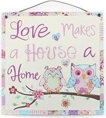 Produktbild von Schild Love Makes a House a Home mit Eulenmotiv