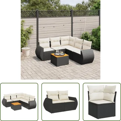 Produktbild von The Living Store 6-tlg. Garten-Sofagarnitur mit Kissen Schwarz Poly Rattan