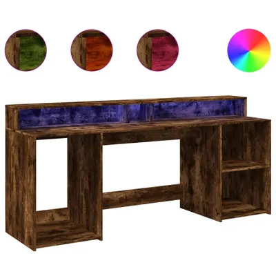 Obrázok produktu pre vidaXL LED stôl dymový dub 200x55x91 cm materiál na báze dreva