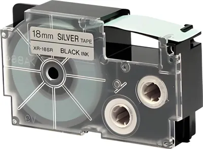 Produktbild von Casio XR-18SR1, schwarz auf silber, Schwarz, 1,8 cm, 8 m, Box