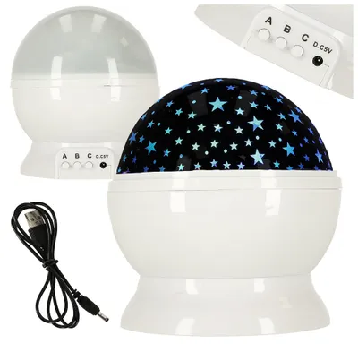 Immagine prodotto di Luce notturna con proiettore stellare 2in1 USB bianca