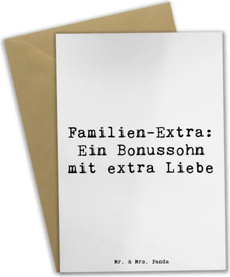Produktbild von Mr. & Mrs. Panda valentinstagskarte Spruch Bonussohn Liebe - Weiß - Geschenk, weihnachtskarten, einladungskarten, herzerwärmende Sprüche, babykarte, einzigartige Designs