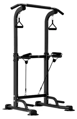 Produktbild von Power Tower Dip Station, Multifunktionaler Fitness Turm mit freistehender Klimmzugstange, verstellbarer Dipständer