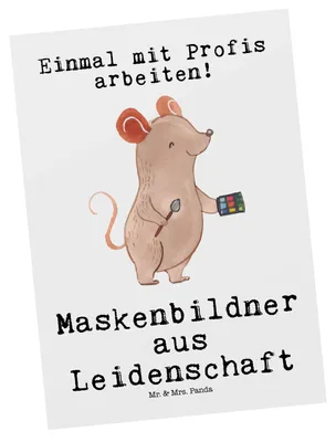 Produktbild von Mr. & Mrs. Panda Ansichtskarte Maskenbildner Leidenschaft - Weiß - Geschenk, bildkarte, Beauty Salon, Spruch, Ansichtskarten, Postkarte, Postkarten, Ausbildung