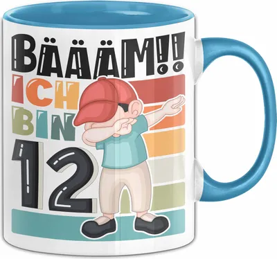 Produktbild von 12. Geburtstag Geschenk Tasse Becher Jungen Geburtstagsgeschenk Sohn Bäääm Ich Bin 12 (Blau)
