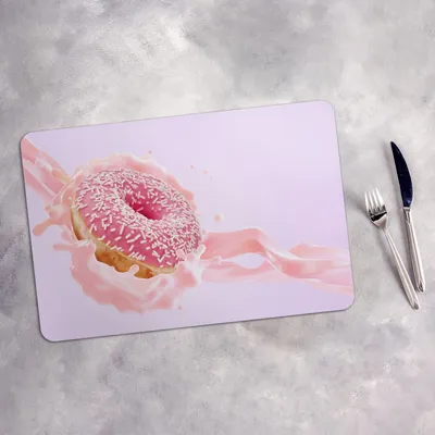 Produktbild von Tischset 4x45x30 cm + 10fi cm Platzset Tischmatte Platzmatte Untersetzer - süßer Donut Joghurt