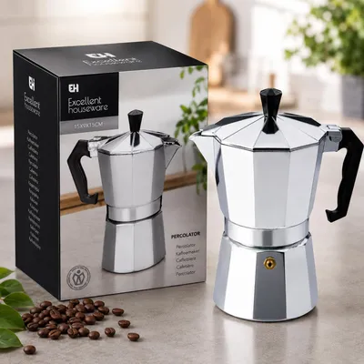 Produktbild von Espressokocher 330 ml aus Aluminium – Mokkakanne für 6 Tassen Espresso