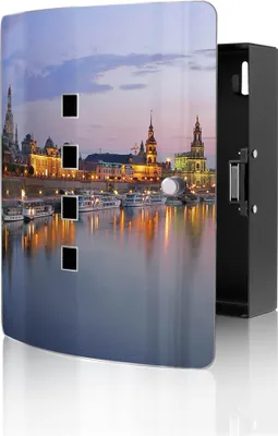 Zdjęcie produktu dla banjado designerska skrzynka na klucze ze stali nierdzewnej na 10 kluczy, szafka na klucze o wymiarach 24 x 21,5 x 7 cm z zamkiem magnetycznym, Dresden [BWSK 10007]