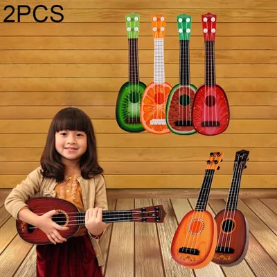Productafbeelding van 2 stuks kindermuziekinstrumenten, ukelele's, afmetingen: 36,5 * 11,5 cm, willekeurige kleur