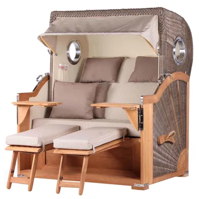 Produktbild von Strandkorb-Set - bene living - Königssee Teak - PE grau- Modell 510 - inkl. Liftersystem