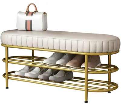 Zdjęcie produktu dla Metalowa półka na buty z siedziskiem, wymiary 60-120x37x47 cm