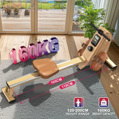 Obrázok produktu pre Magnetický trenažér na veslovanie – veslovací stroj – 16 úrovní odporu – LCD displej s Bluetooth – tichý domáci trenažér – nosnosť do 150 kg