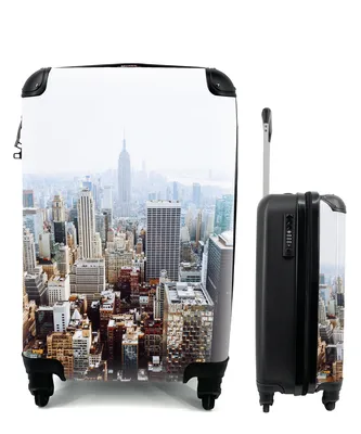 Obrázek produktu pro Kufr Příruční zavazadlo na kolečkách Malý cestovní kufr na 4 kolečkách Amerika - Letectví - New York - Velikost kabiny < 55x40x23 cm a 55x40x20 cm -