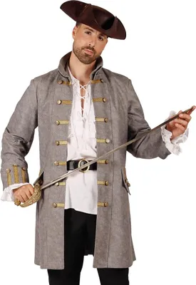 Produktbild von Grauer Piratenmantel für Herren Größe: XXL