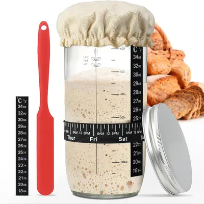 Sauerteig-Starter-Set, 730 ml Fermentierglas, Backzubehör