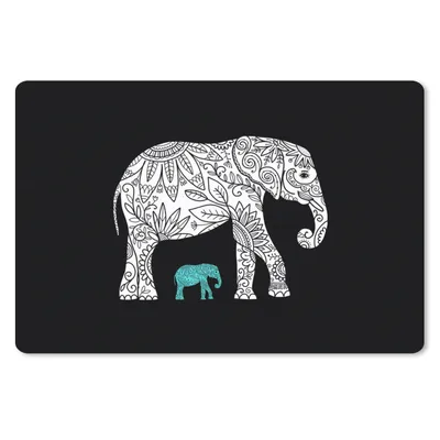 Produktbild von MuchoWow® Schreibtischunterlage Elefant - Blumen - Pflanzen 60x40 cm - XXL Mauspad - Großes Mauspad