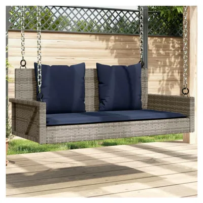 Produktbild von Schaukelbank mit Kissen Grau 119x56x48 cm Poly Rattan