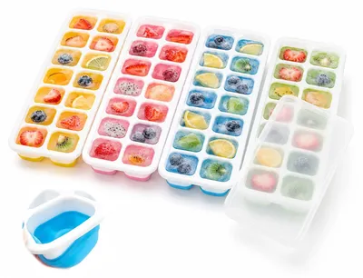 Eiswürfelform aus Silikon, 4er-Set, stapelbar, BPA-frei