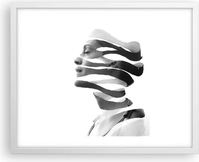 Produktbild von Gerahmtes Poster - Weißer Rahmen - Frau Surrealismus Monochrom - 50x40 cm - Wand Bild - Wanddeko - Wandbilder - Kunstposter - Wandposter - Bilderrahmen - Bilder - Kunstdruck - P2WAA50x40-4430