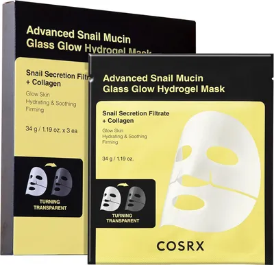 Immagine prodotto di COSRX Advanced Snail Mucin Glass Glow Hydrogel Mask Confezione da 3 pezzi