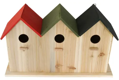 Produktbild von Nistkasten Gruppe 3 in 1 Kiefernholz 42x13x25 cm Farbe rot grün schwarz