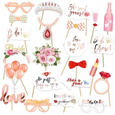 JGA Foto-Requisiten-Set, 23-teilig, Hochzeit, Braut, Fotobox-Zubehör