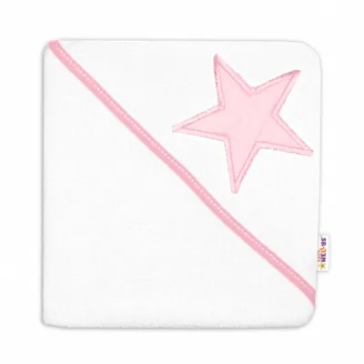 Obrázek produktu pro Dětská termoosuška Baby Stars s kapucí, 80 x 80 cm - bílá/růžová