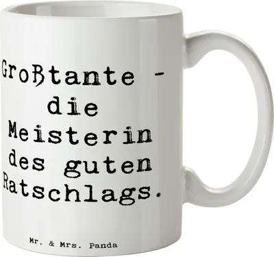 Produktbild von Mr. & Mrs. Panda Kaffeebecher Spruch Großtante Ratschlag - Weiß - Geschenk, Trinkbecher, Lebensweisheit, Kaffeepott, Familienmitglied, Tasse, kaffeetasse bedruckt, Liebe