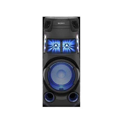 A black Sony MHC-V43D entertainment center with blue lighting.