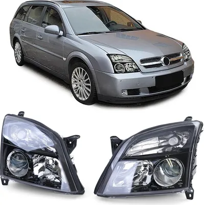 Obrázek produktu pro Čiré sklo světlometů černé levé + pravé pro Opel Vectra C + Signum