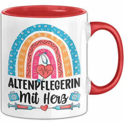 Produktbild von Altenpflegerin Mit Herz Tasse Lustiges Geschenk Für Altenpflege (Rot)