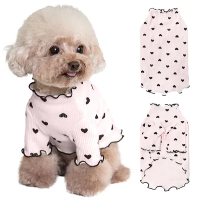 Imagen del producto de Conjuntos de verano e invierno para perros y gatos pequeños con estampado de corazón