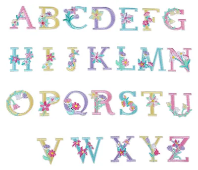 26 selbstklebende Buchstaben A-Z, mehrfarbig, Blumenstickerei