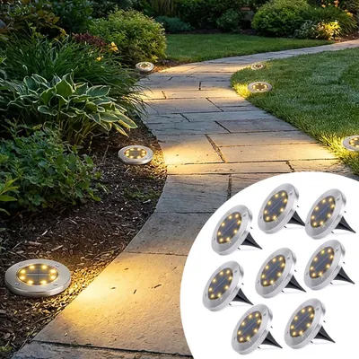 Produktbild von Edles 8er-Set Solar-Bodenstrahler 200lm IP44 mit Erdspiess: Helle Aussenleuchte für Garten & Weg – Schaffen Sie Sicherheit & Lichtakzente