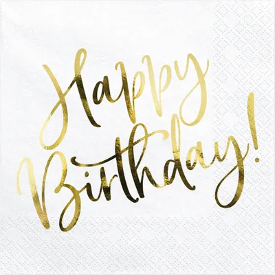Produktbild von Serwetki Happy Birthday białe 33x33cm 20szt