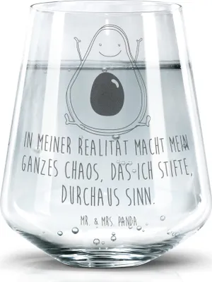 Produktbild von Mr. & Mrs. Panda Wasserbecher Avocado Glücklich - Transparent - Geschenk, Trinkgefäß, Chaos, Glas, Tumbler, Trinkglas, Becherglas, Chaotisch, Wasserglas