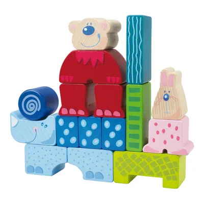 Produktbild von HABA Bausteine Zoolino Maxi, 16-tlg., Bauklötze, Holzbaustein, Stapelspiel, Spielzeug, 2355