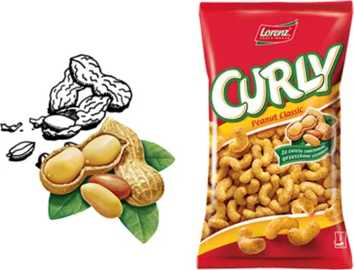 Zdjęcie produktu dla Chrupki Curly orzechowe 120 g Lorenz -Kukurydziana przekąska