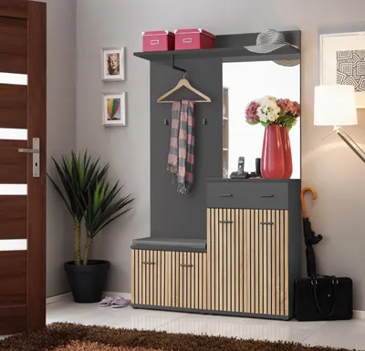 Produktbild von Flurwand DELAN 2 – anthrazit / Eiche artisan