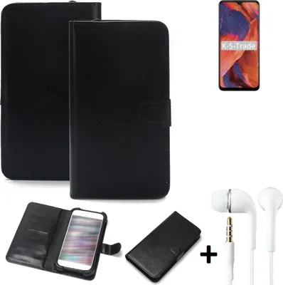 Produktbild von K-S-Trade Wallet Case Handyhülle kompatibel mit Nokia 3.4 Schutzhülle Flip cover Flipstyle Tasche Hülle Flipcover Slim Bumper schwarz + in ear