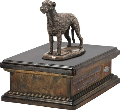 Produktbild von Irischer Wolfshund, Irish Wolfhound I urne in Hundeasche, personalisierte Urne mit Statue, Holzurne mit Hund von Art-Dog