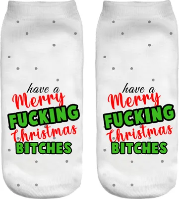 Obrázok produktu pre Vianočné ponožky, tenisky, športové ponožky, dámske ponožky, vtipný 3D motív, F@cking Christmas [001]
