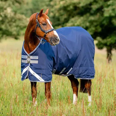Produktbild von Horseware Weidedecke in Größe 155 - Rhino Turnout 0g - Navy/Titanium Grey & Classic Blue
