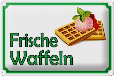 Produktbild von Blechschild Hinweis 30x20cm frische Waffeln Verkauf