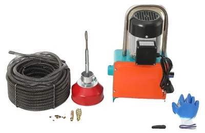 Obrázok produktu pre Elektrický čistič potrubí, motor 1000 W, 12 metrov flexibilnej hadice, kompatibilný s potrubiami s priemerom 20-150 mm, prevádzková rýchlosť 400 otáčok za minútu, krytie IP44